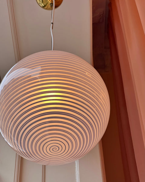 Vintage Murano light blue swirl ceiling lamp (D35)