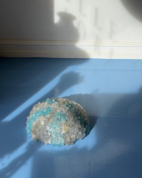 Vintage blue/golden/white Murano flower ceiling/wall lamp (D30)