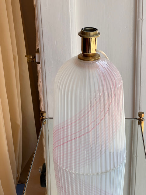 Vintage light pink/white swirl Murano table lamp (without shade)