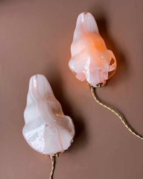 Vintage milky white/pink Murano wall lamps (2 available)