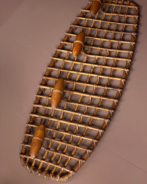 Vintage rattan coat rack