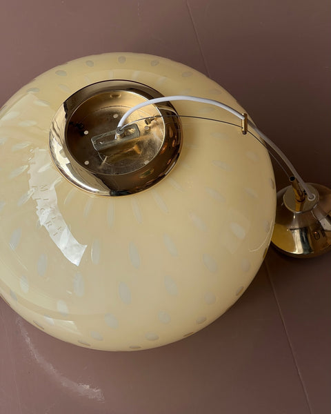 Vintage oval yellow dotted Murano ceiling lamp (D45)
