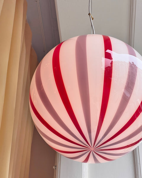 Ceiling lamp - Pink lavender / red vertical stripes (D40)