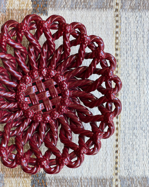 Vintage red ceramic basket