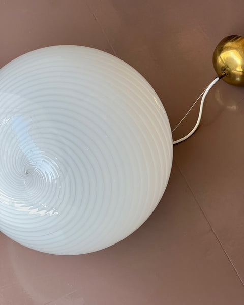 Vintage Murano white swirl ceiling lamp (D40)