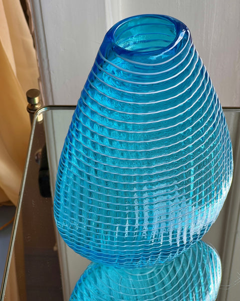 Vintage blue/white swirl Murano vase