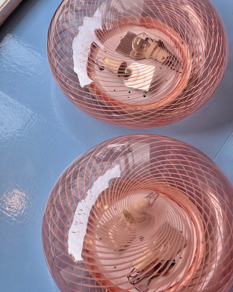 Vintage Murano pink/clear ceiling/wall lamp (D38) (2 available)