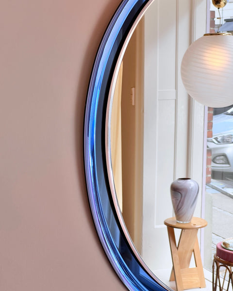 Vintage Italian mirror with blue mirror frame