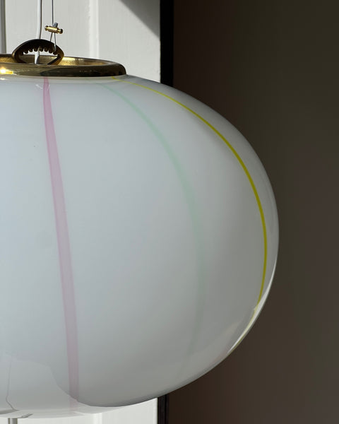 Vintage Murano multi-colored vertical stripes ceiling lamp (D50)