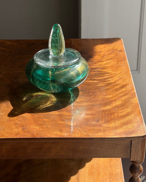 Vintage large green Murano bonbonniere