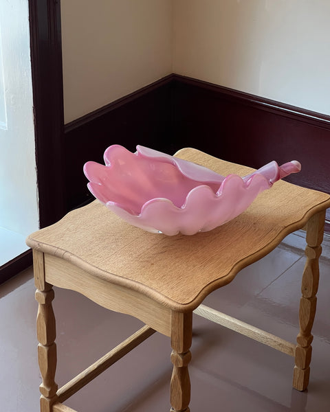 Large vintage opal pink Murano shell bowl