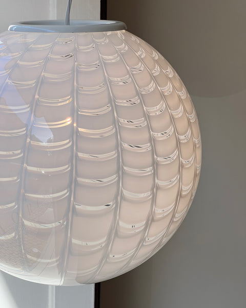 Vintage round white pattern Murano ceiling lamp (D40)