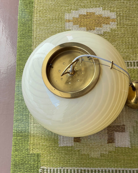 Vintage oval yellow swirl Murano ceiling lamp (D40)