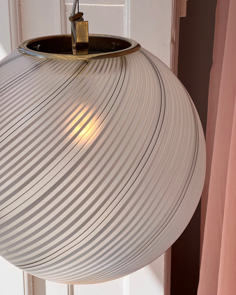 Vintage white/black/blured Murano swirl ceiling lamp (D40)