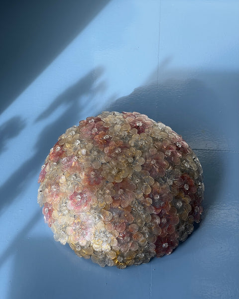 Vintage golden/white/pink Murano flower ceiling/wall lamp (D40)