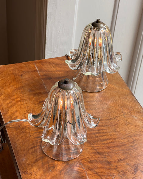 Vintage clear Murano table lamps (Sold as a pair)