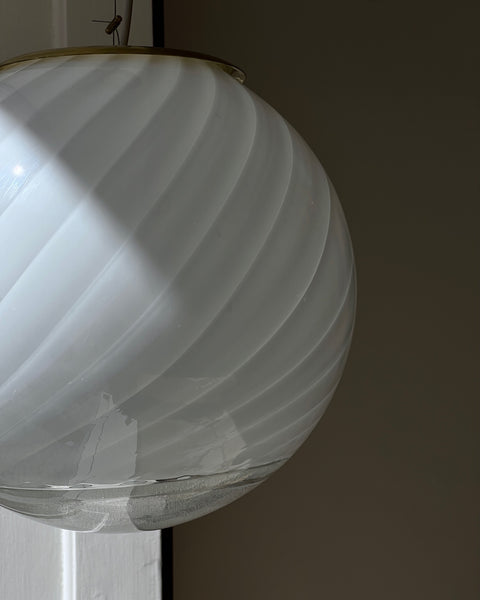 Vintage white clear Murano ceiling lamp (D35)