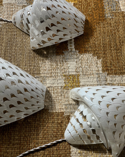 Vintage white/clear Murano wall lamp (3 available)