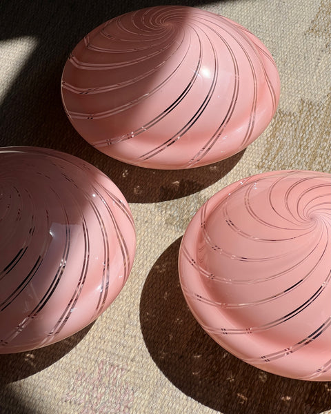 Vintage Murano pink/clear swirl ceiling/wall lamp (D25)