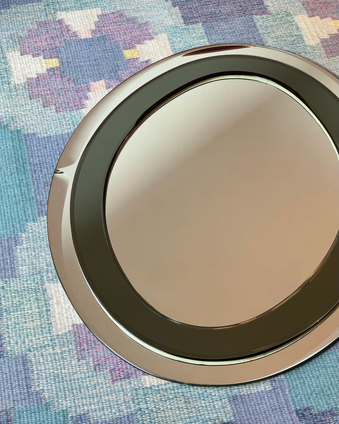 Vintage Italian mirror with faceted green mirror frame