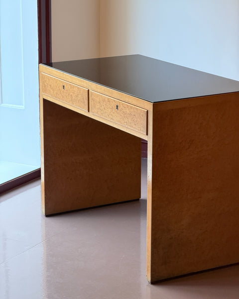 Vintage Italian burl wood desk