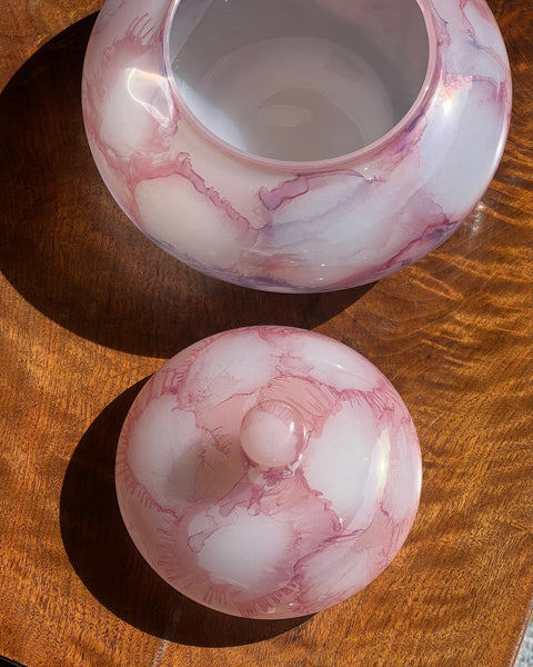 Vintage large pink Murano bonbonniere