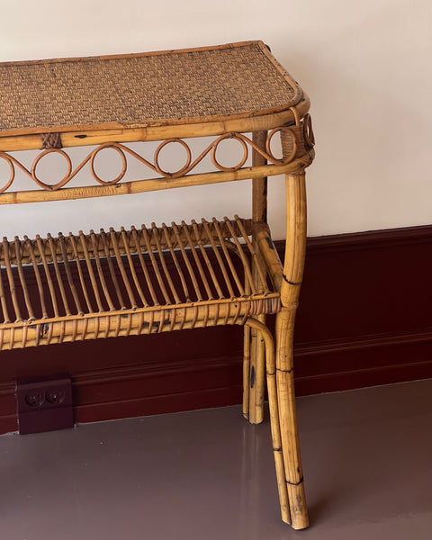 Vintage rattan console table