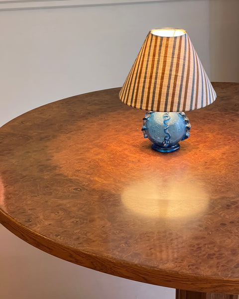 Vintage blue glass table lamp (incl. lampshade)