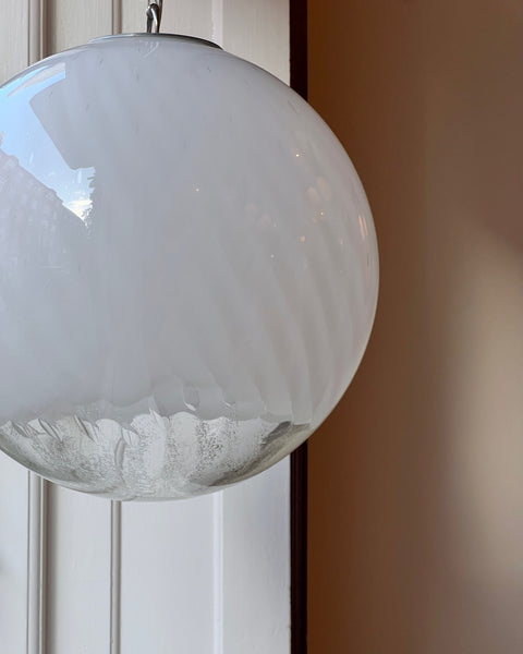 Vintage white clear Murano ceiling lamp (D40)