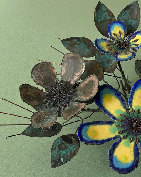 Vintage Curtis Jere enamel flower wall sculpture
