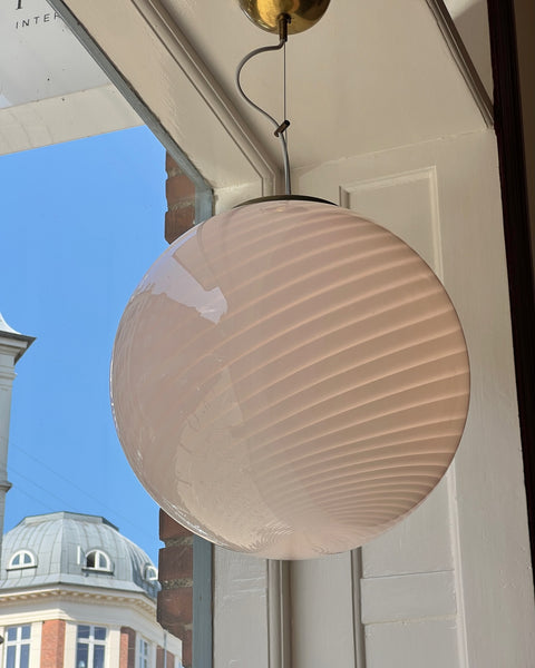Vintage Murano white swirl ceiling lamp (D40)
