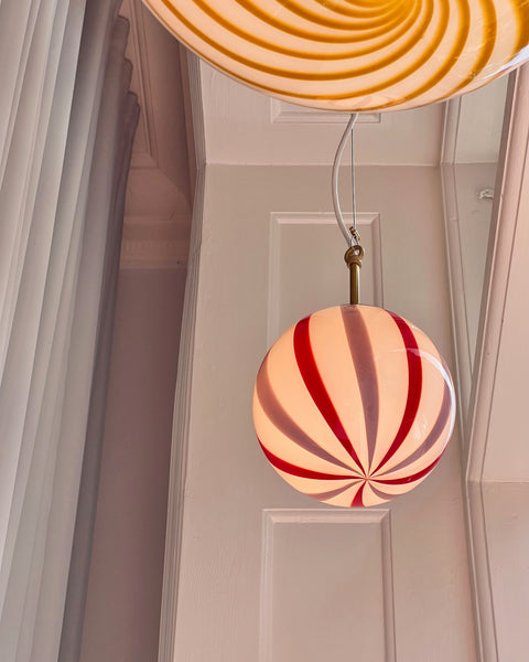 Ceiling lamp - Pink lavender / red vertical stripes (D20)
