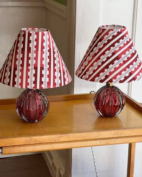 Vintage cranberry Murano table lamp (incl. lampshade)- 2 available