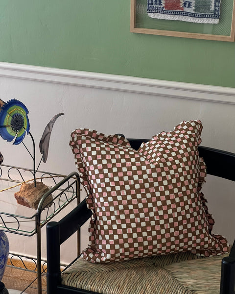Faye ruffled cushion - Brown (Available upon request)