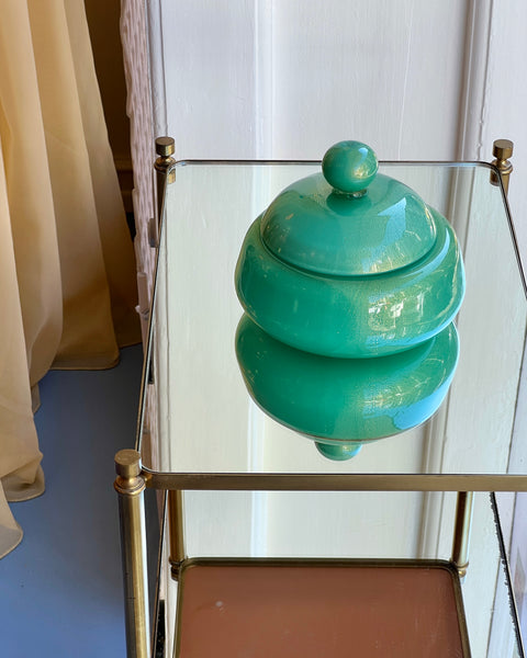 Vintage large green / golden Murano bonbonniere