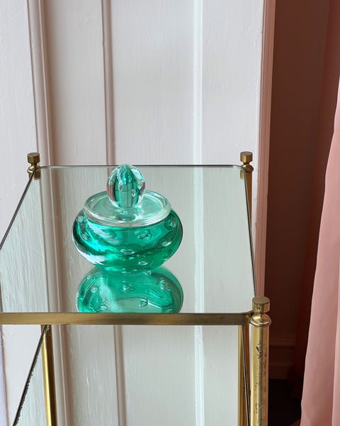Vintage large green Murano bonbonniere