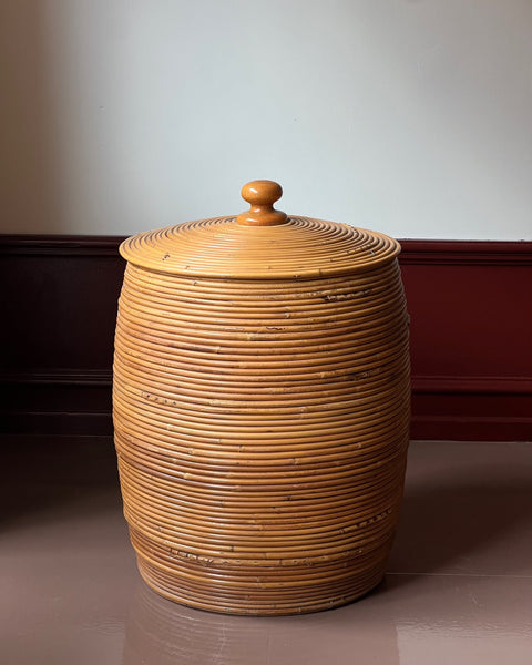 Large vintage rattan basket