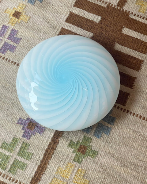 Vintage Murano light blue swirl ceiling/wall lamp (D35)