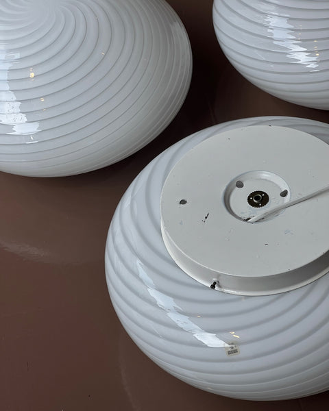 Vintage Murano white swirl ceiling/wall lamp (D36) (2 available)