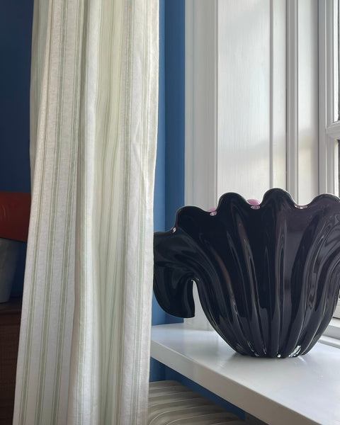 Vintage opal pink / black Murano shell bowl (Large)