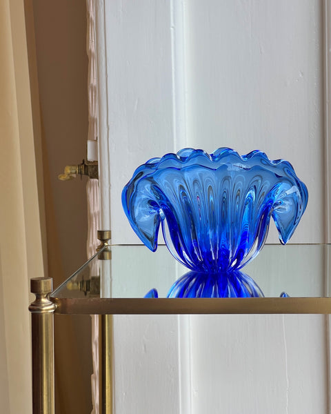 Vintage blue Murano shell bowl