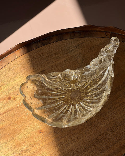Vintage golden / clear Murano shell bowl