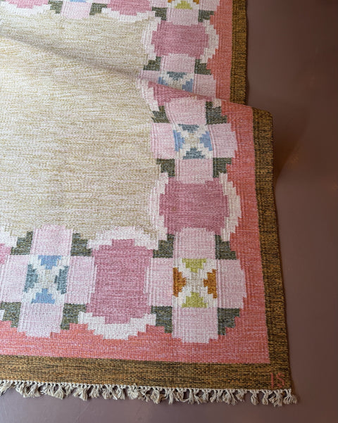 Vintage flat weave rug by Ingegerd Silow (IS)