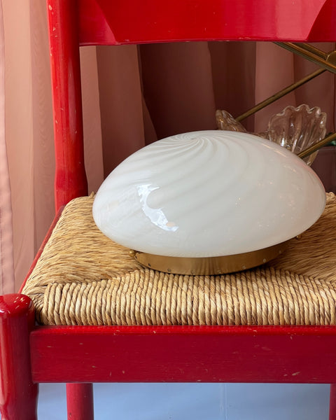 Vintage Murano white swirl ceiling/wall lamp (D28)