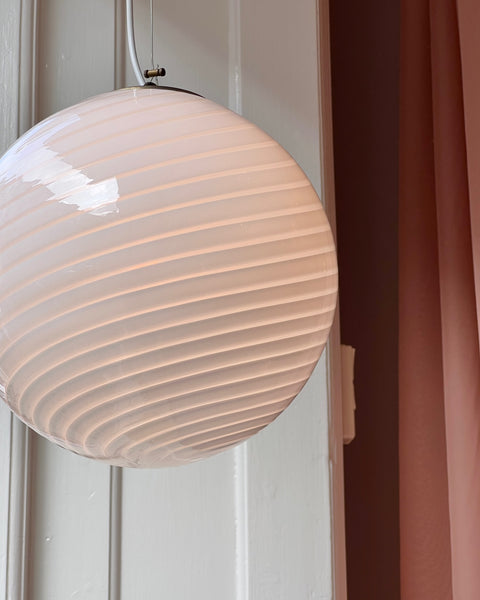 Vintage Murano white swirl ceiling lamp (D40)