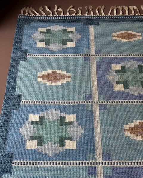 Vintage flat weave rug by Ingegerd Silow (IS)