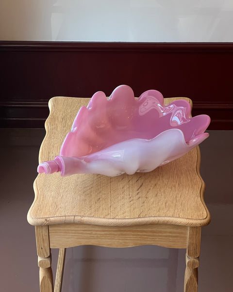 Large vintage opal pink Murano shell bowl