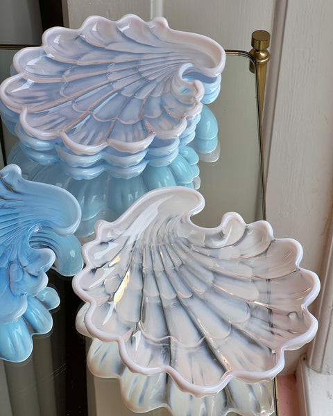 Vintage opal blue shell plate