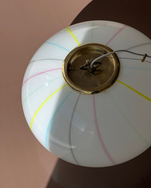 Vintage Murano multi-colored vertical stripes ceiling lamp (D50)