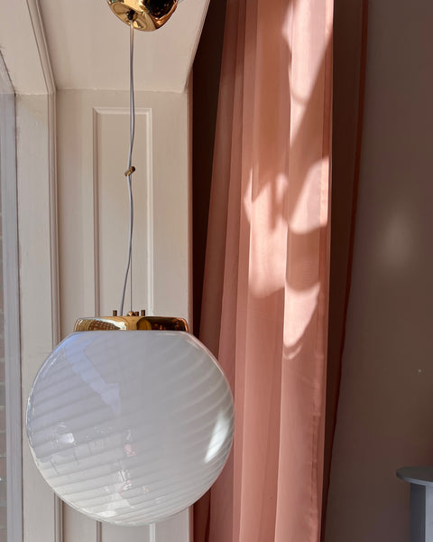 Vintage Murano white swirl ceiling lamp (D35)